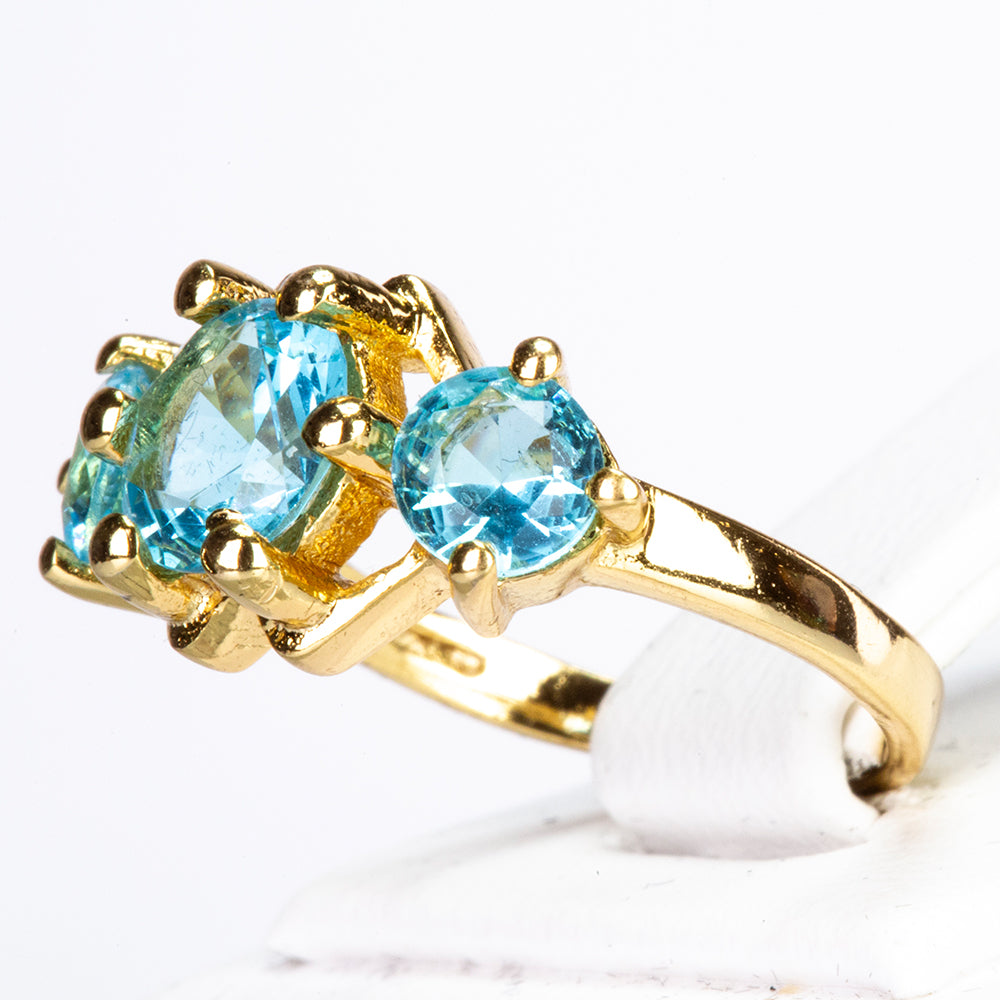 Anillo de Aleación Bañado en Oro con Cristal Emporia® Azul 4 