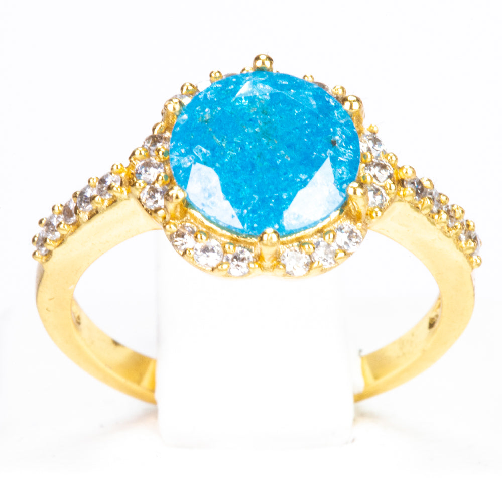 Anillo de Aleación Bañado en Oro con Cristal Emporia® Azul y Cristal Emporia® Blanco