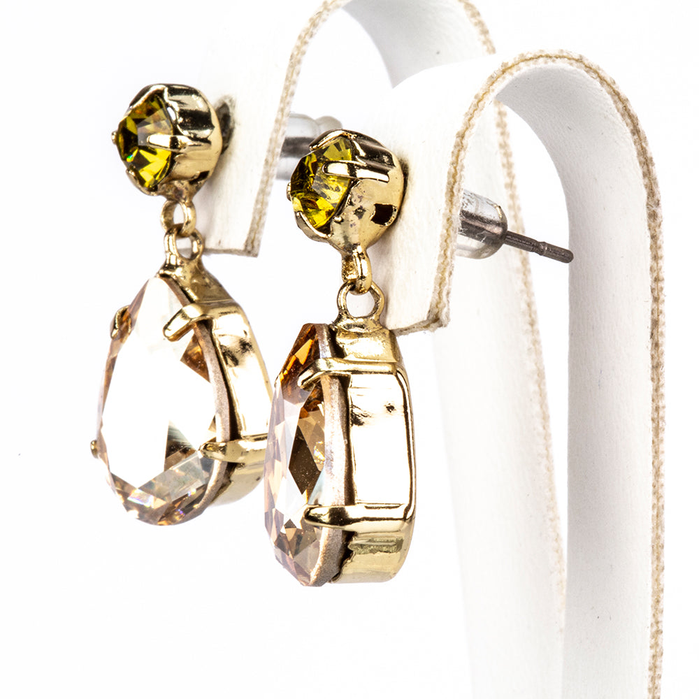 Conjunto de Aleación Bañado en Oro con Cristal Emporia® Amarillo y Cristal Emporia® Blanco ( Collar +Pendientes )