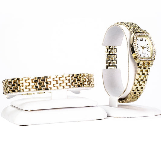 Conjunto de Aleación Bañado en Oro con Cristal Emporia® Blanco ( Pulsera )