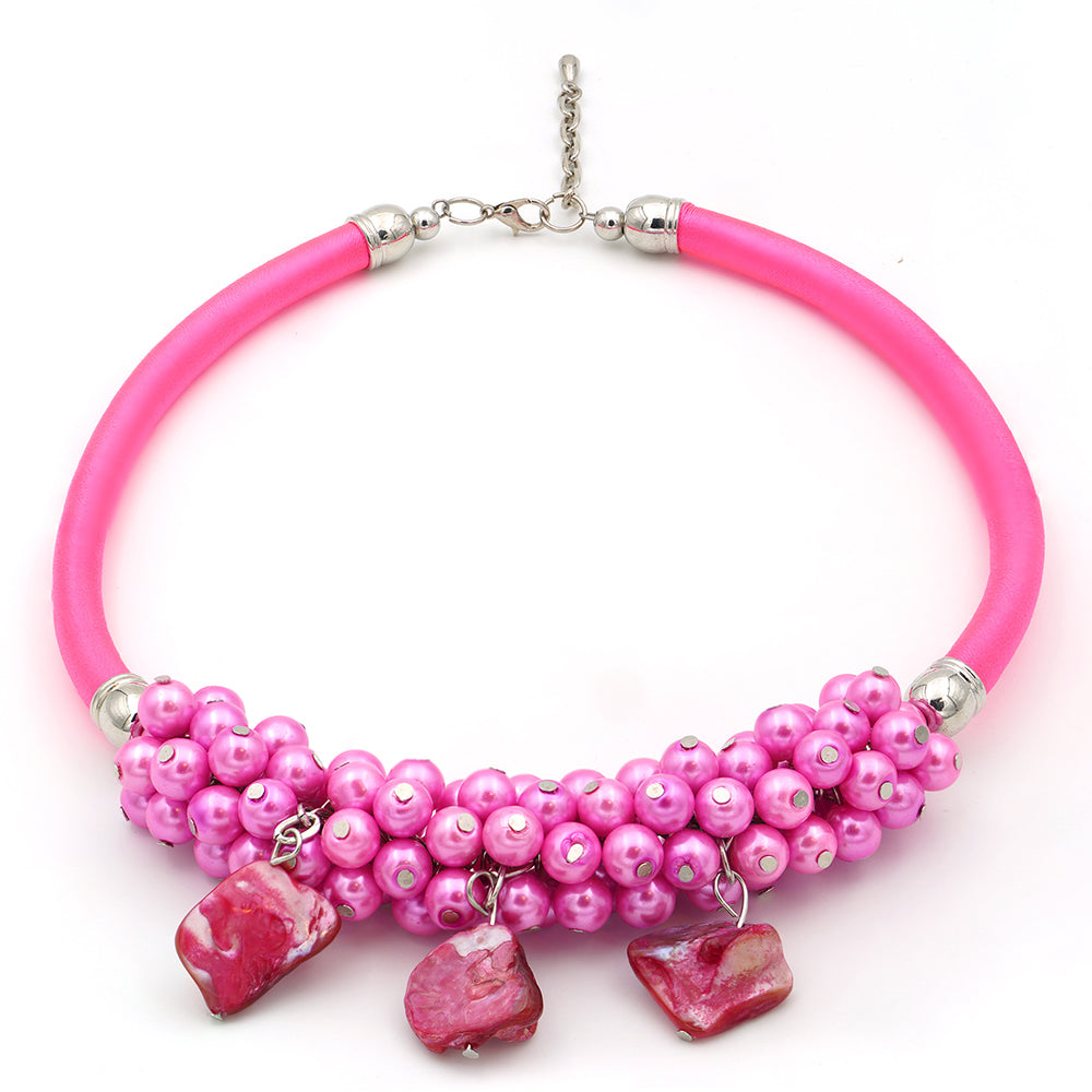 Conjunto Pepita con Concha y Cristal Emporia® Rosa ( Collar +Pendientes +Pulsera ) 4 