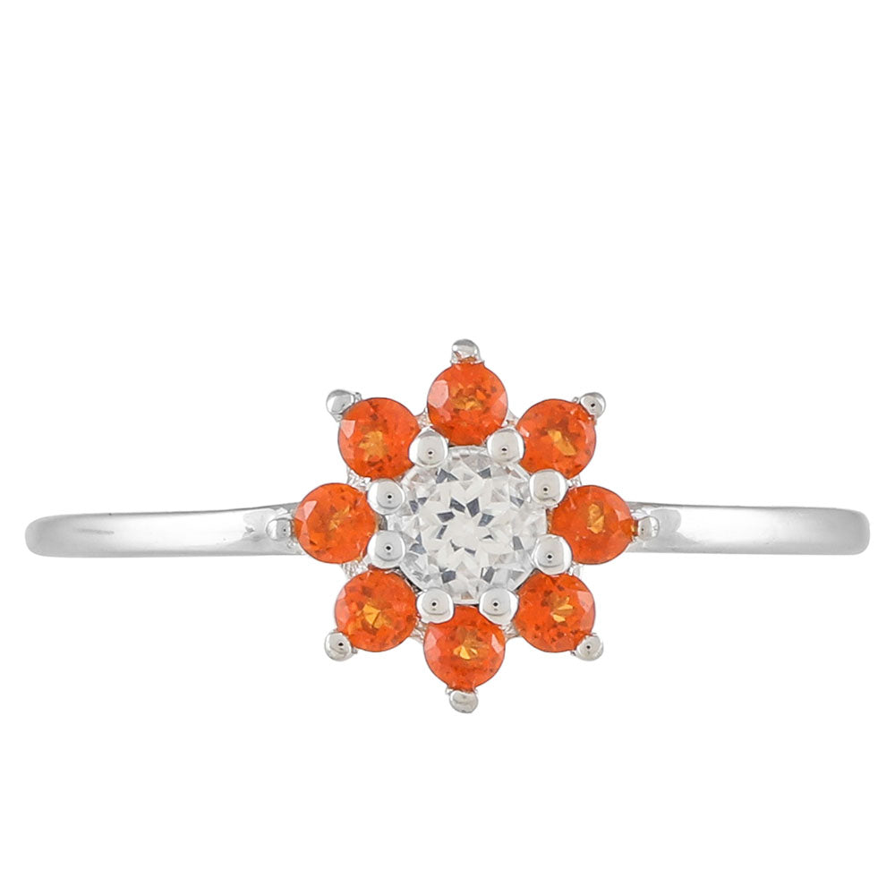 Anillo de Plata con Cuarzo Padparadscha y Topacio Blanco 1 