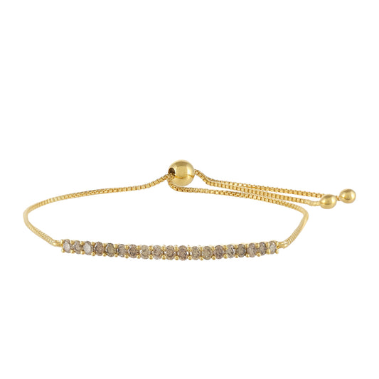 Pulsera de Plata Bañada en Oro con Diamante Champagne