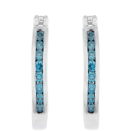 Pendientes de Plata con Diamante Azul