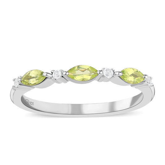 Anillo de Plata con Peridoto y Topacio Blanco