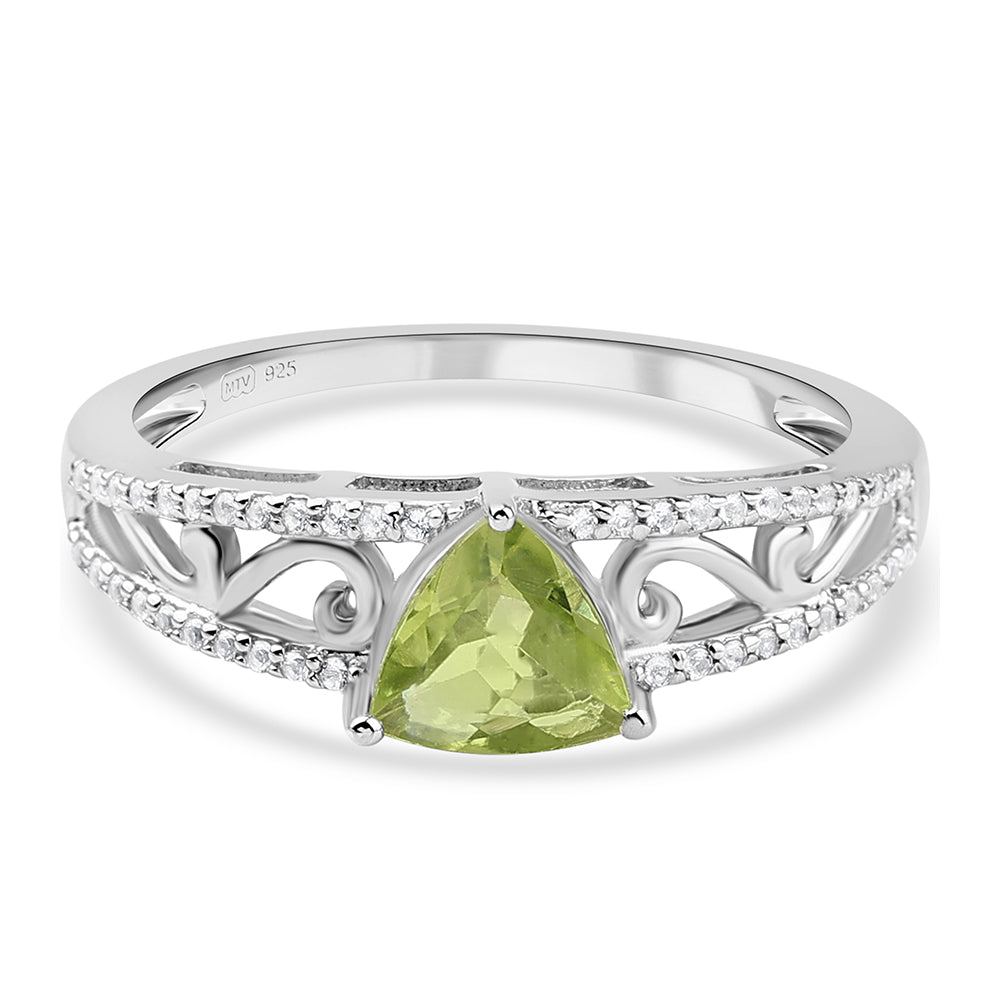 Anillo de Plata con Peridoto y Topacio Blanco 1 