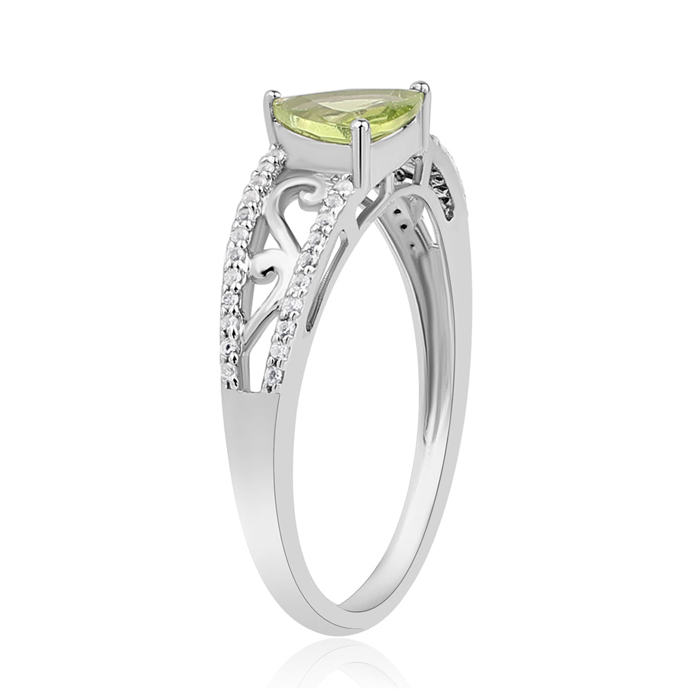 Anillo de Plata con Peridoto y Topacio Blanco