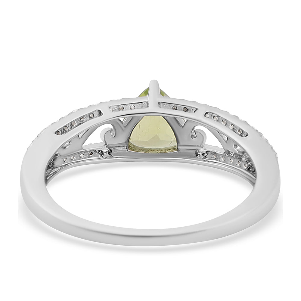 Anillo de Plata con Peridoto y Topacio Blanco 4 