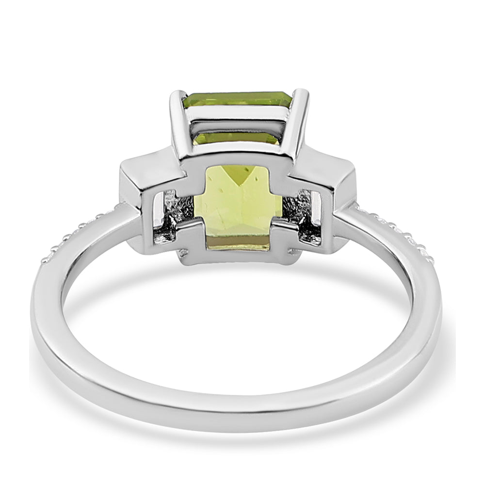 Anillo de Plata con Peridoto y Topacio Blanco