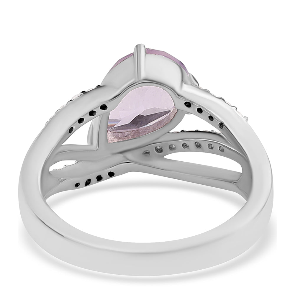 Anillo de Plata con Amatista Rosa de Francia y Topacio Blanco