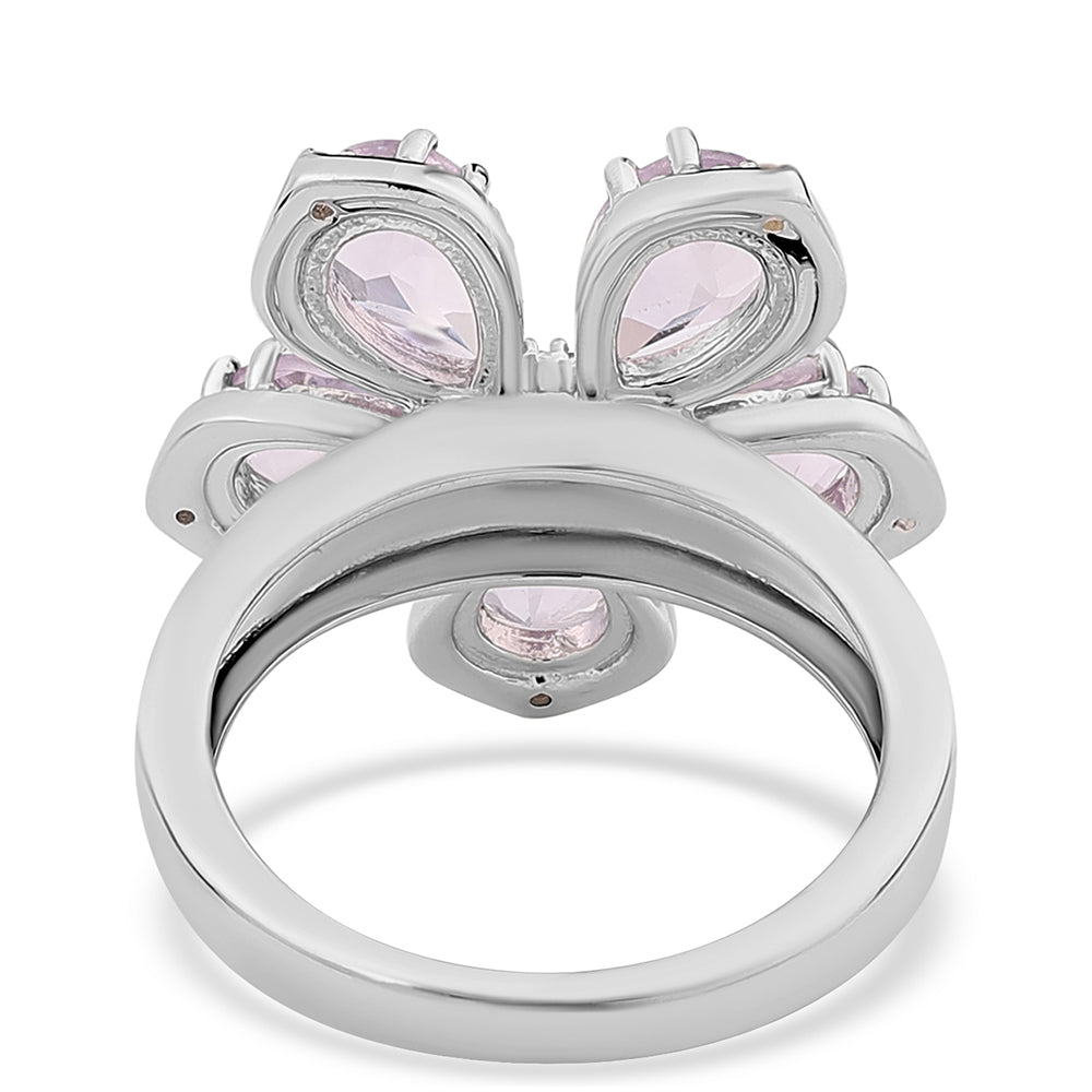 Anillo de Plata con Amatista Rosa de Francia y Topacio Blanco