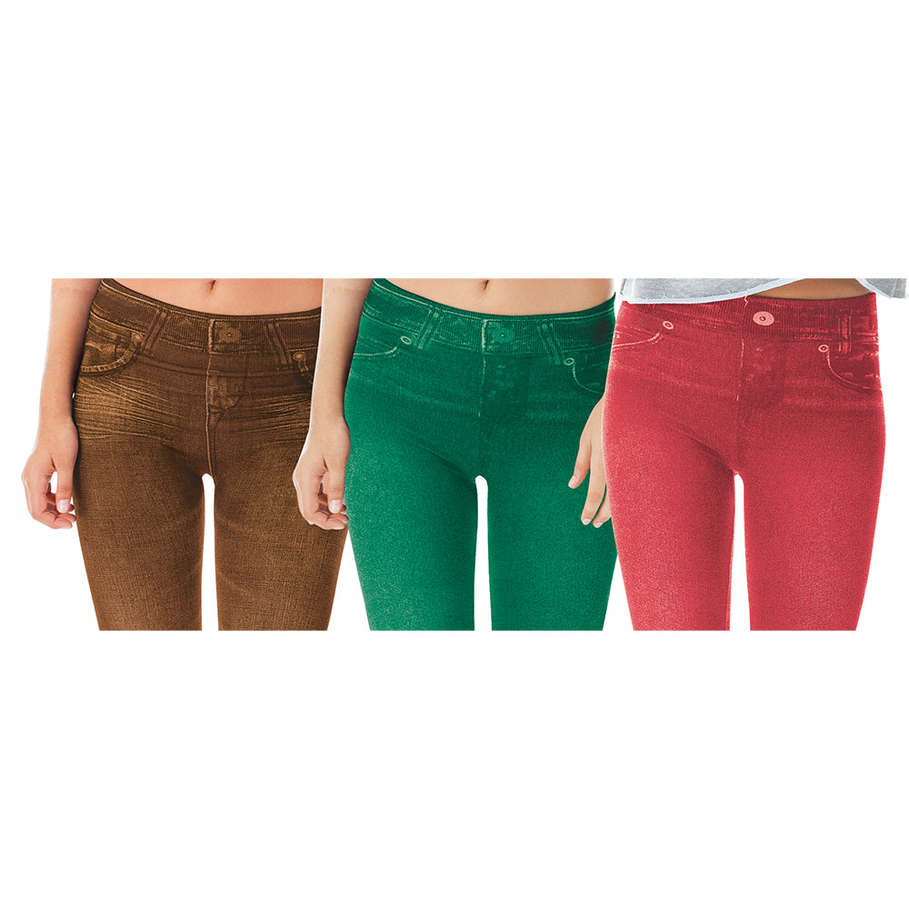 Conjunto de fajas jeggings de verano, en 3 colores: rojo, verde y marrón 4 