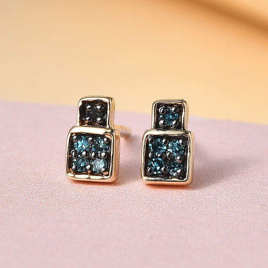 Pendientes de Oro 9K con Diamante Azul