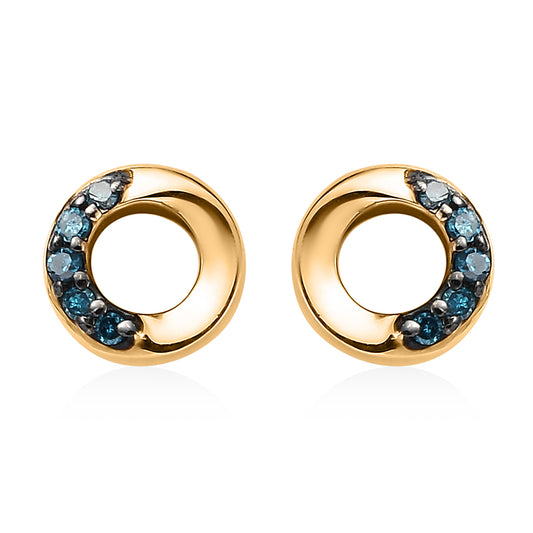 Pendientes de Oro 9K con Diamante Azul