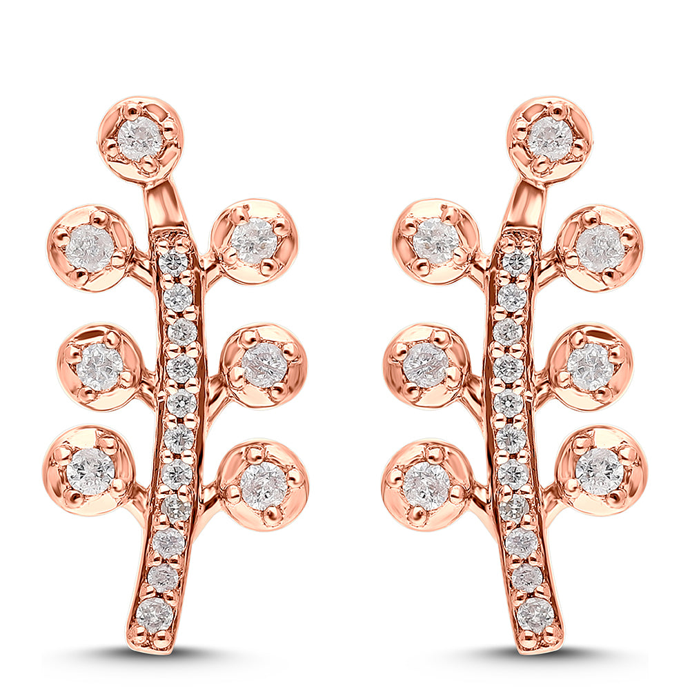 Pendientes de Oro 9K con Diamante Rosa