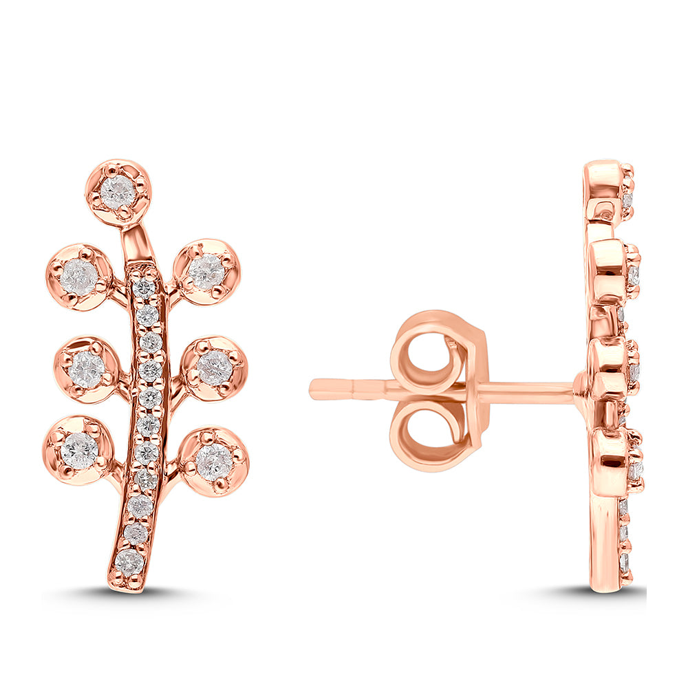 Pendientes de Oro 9K con Diamante Rosa 2 