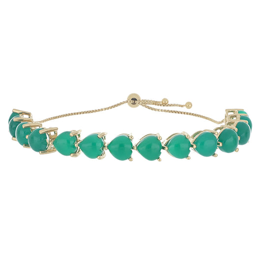 Pulsera de Plata Bañada en Oro con Ágata verde de Spruce Pine