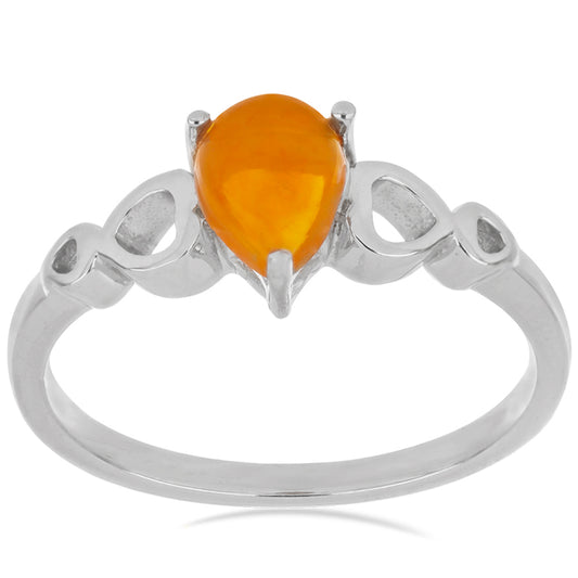 Anillo de Plata con Ópalo Naranja de Lega Dembi