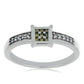 Anillo de Plata con Diamante Amarillo y Zircón Blanco