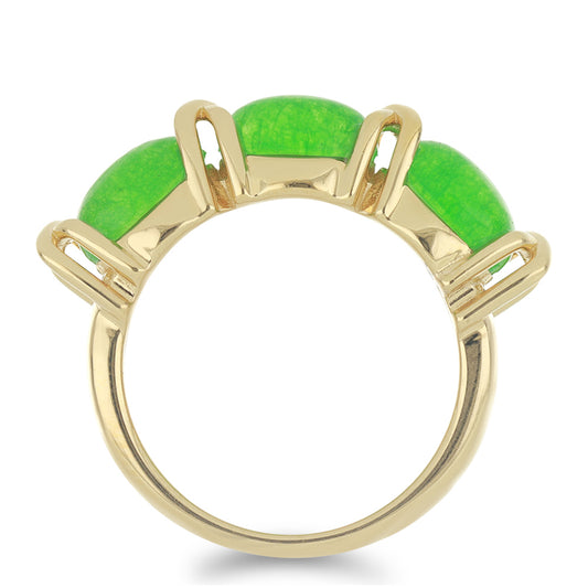 Anillo de Plata Bañada en Oro con Jadeíta verde del Río Marsden