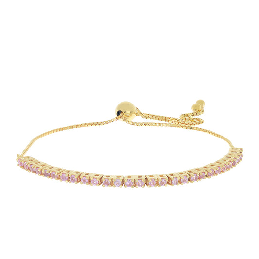 Pulsera de Oro 9K con Zafiro Rosa