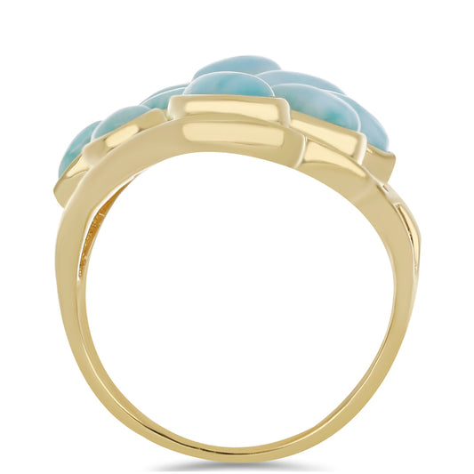 Anillo de Plata Bañada en Oro con Larimar