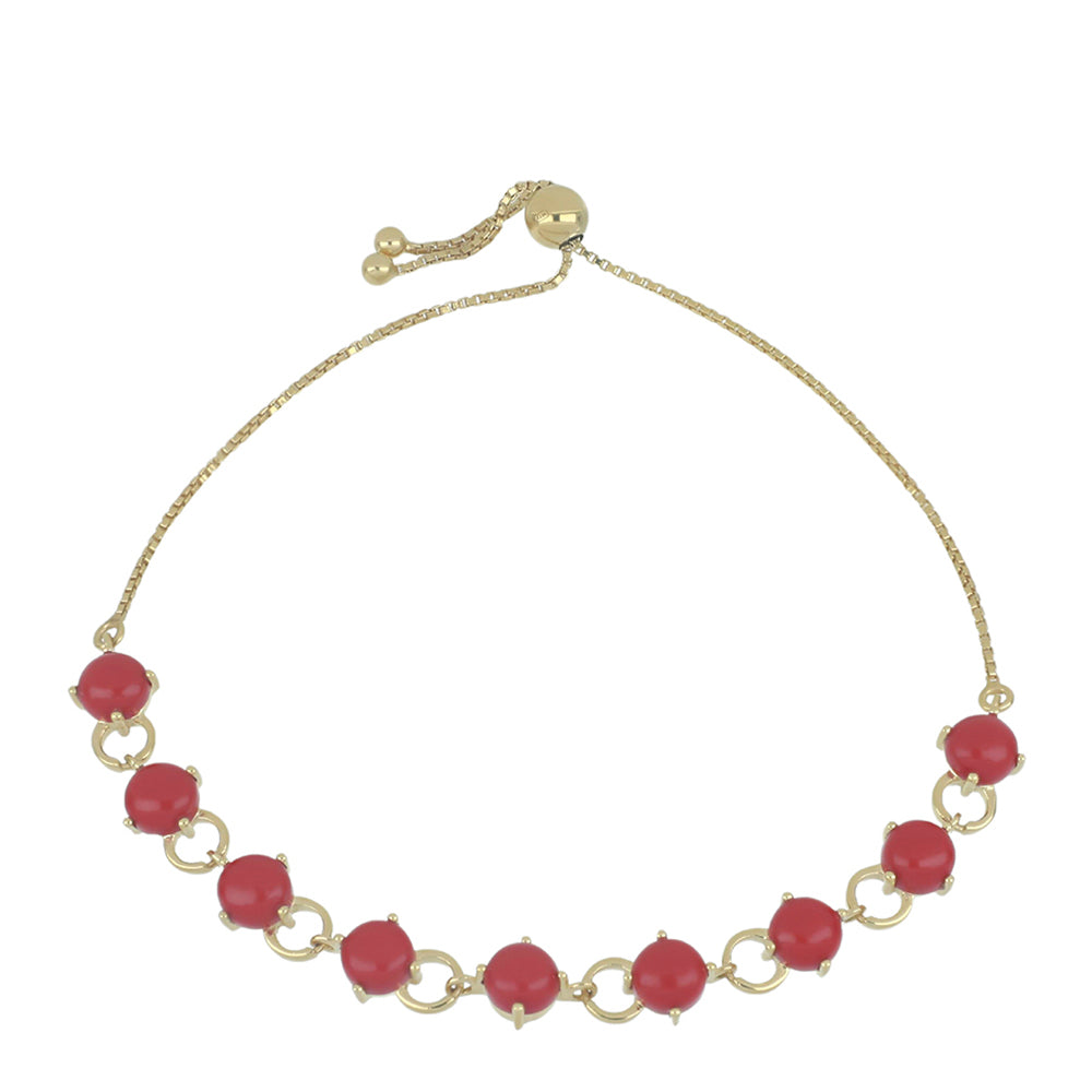 Pulsera de Plata Bañada en Oro con Coral de Esponja Roja 1 