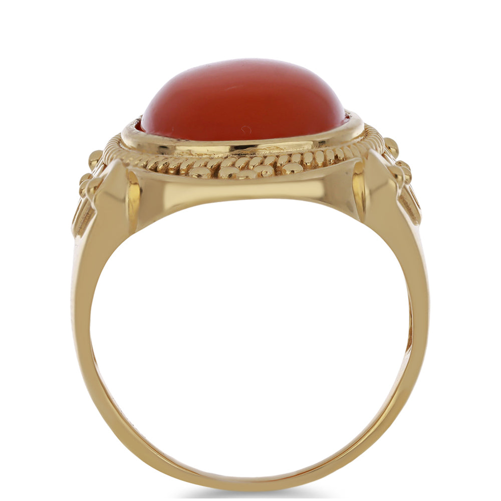 Anillo de Plata Bañada en Oro con Calcedonia roja 2 