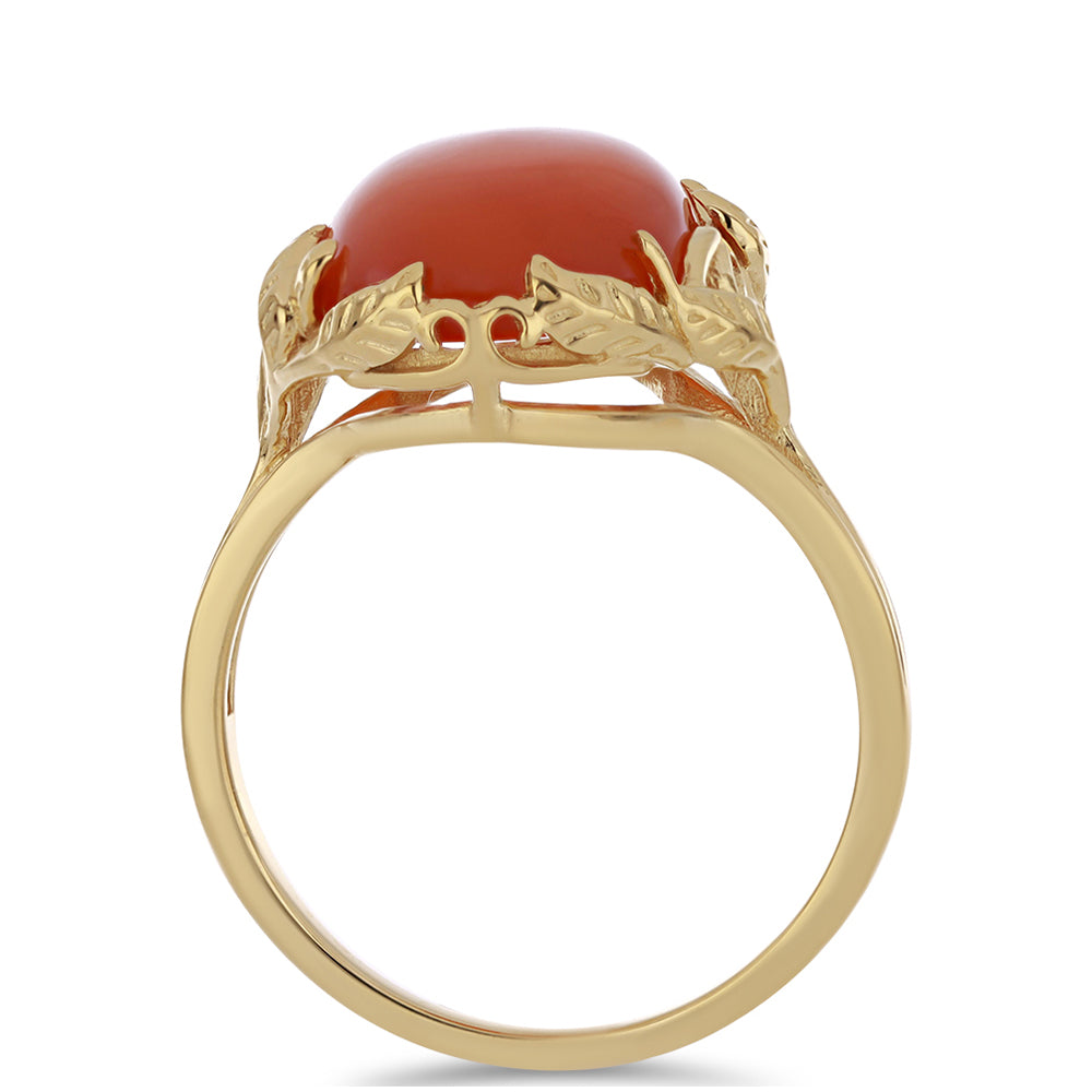 Anillo de Plata Bañada en Oro con Calcedonia roja 2 