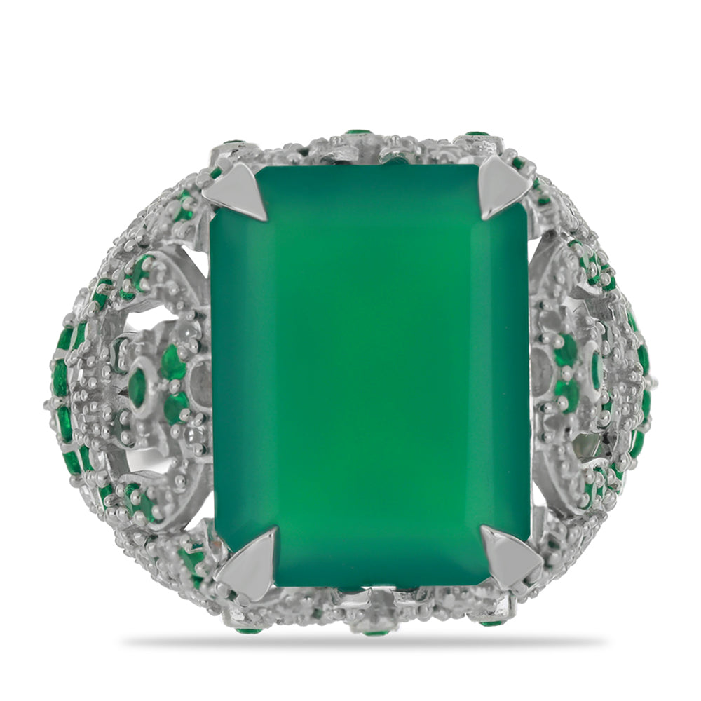 Anillo de Plata con Ágata Verde