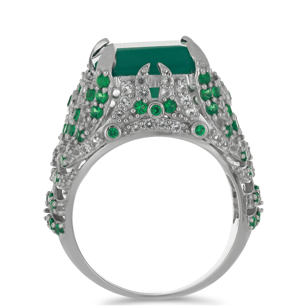 Anillo de Plata con Ágata Verde