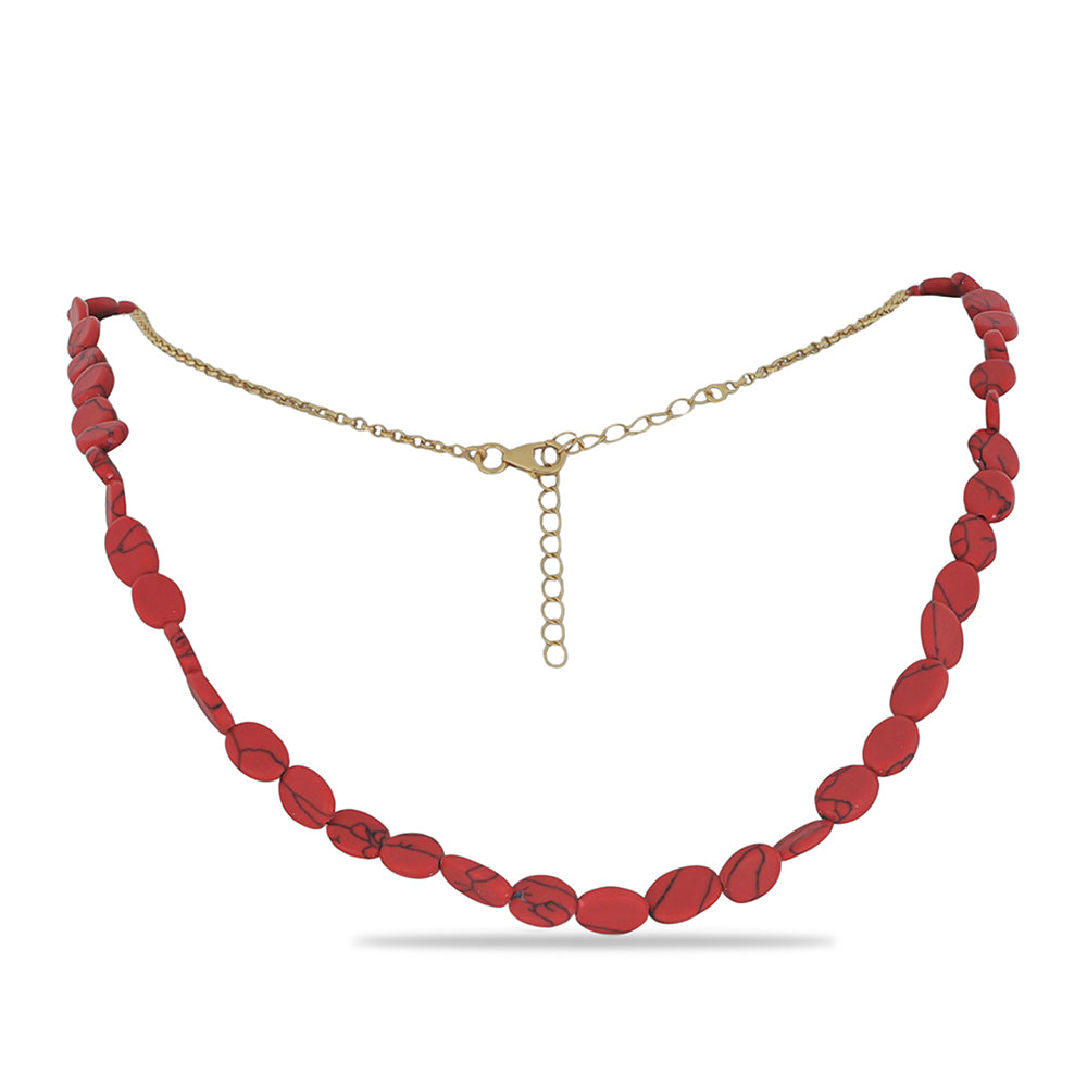 Collar de Plata Bañada en Oro con Coral de Esponja Roja 1 