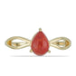 Anillo de Plata Bañada en Oro con Coral de Esponja Roja