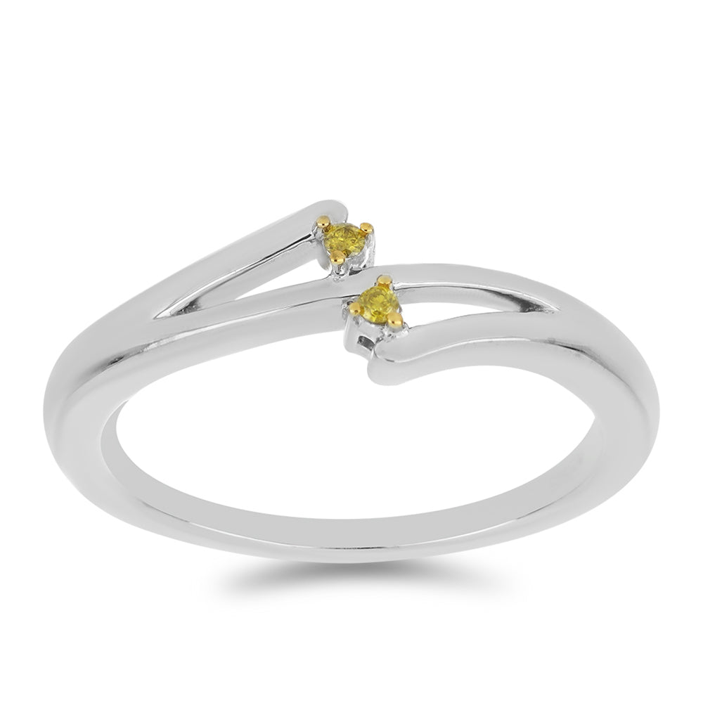 Anillo de Plata con Diamante Amarillo 3 