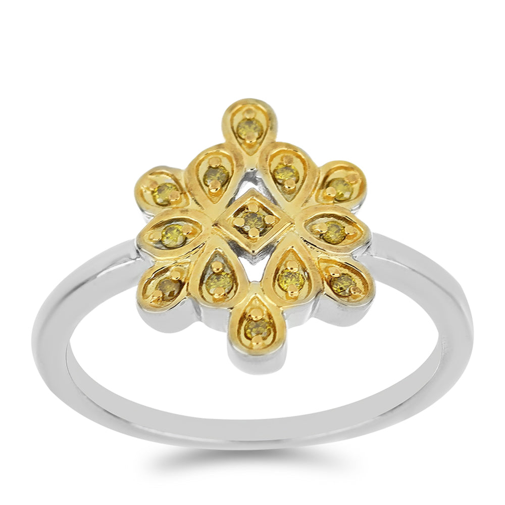 Anillo de Plata con Diamante Amarillo