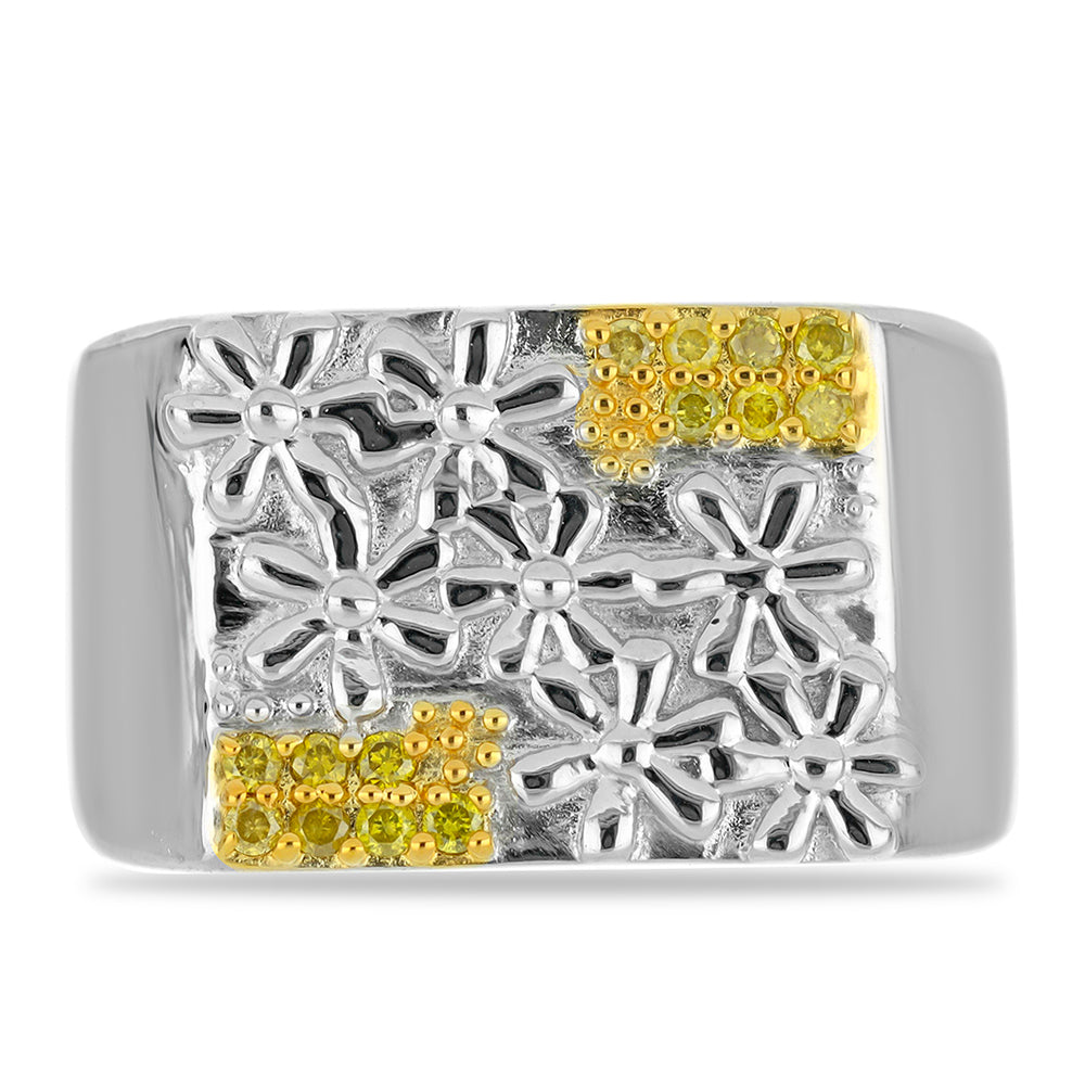 Anillo de Plata con Diamante Amarillo