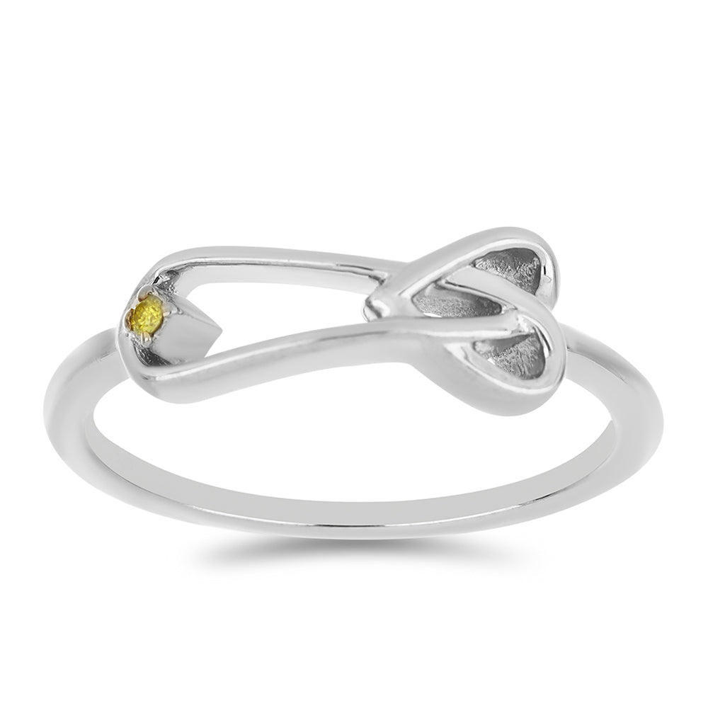 Anillo de Plata con Diamante Amarillo