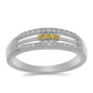 Anillo de Plata con Diamante Amarillo y Diamante blanco