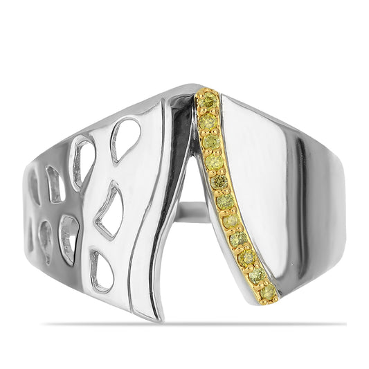 Anillo de Plata con Diamante Amarillo