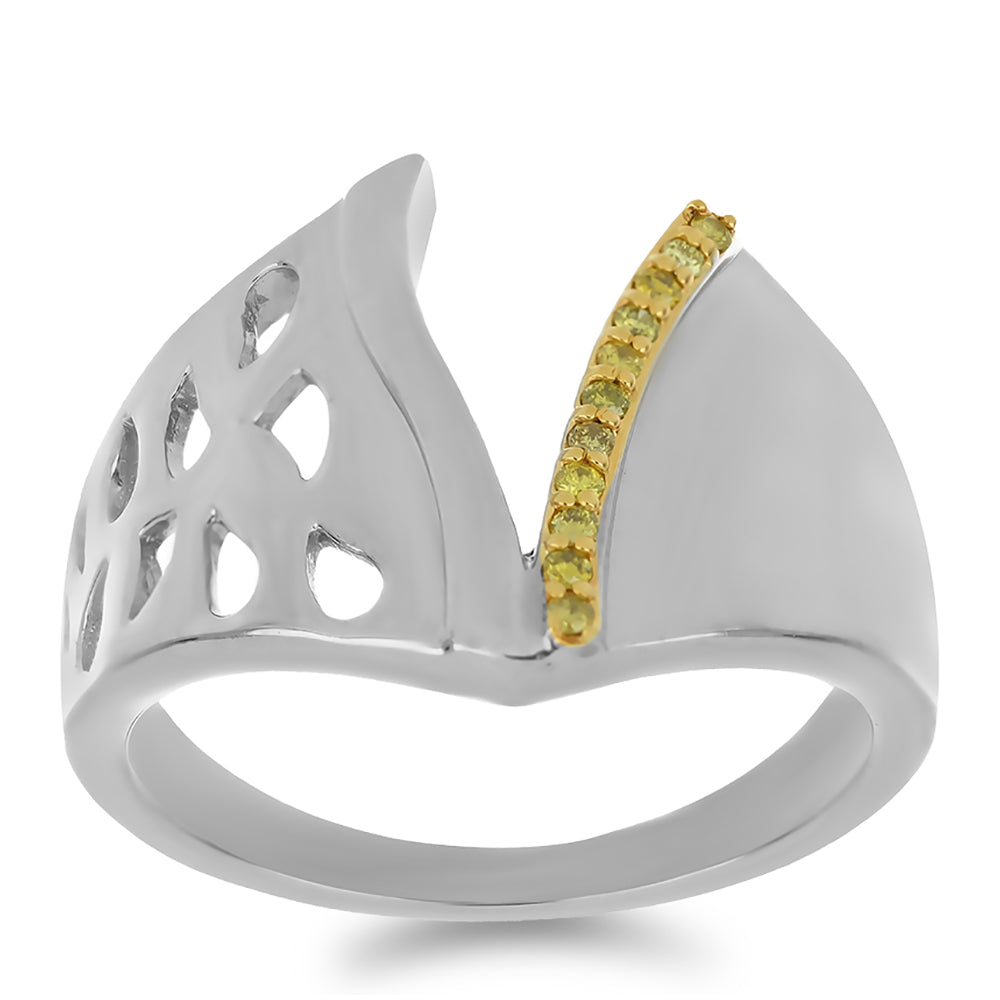 Anillo de Plata con Diamante Amarillo