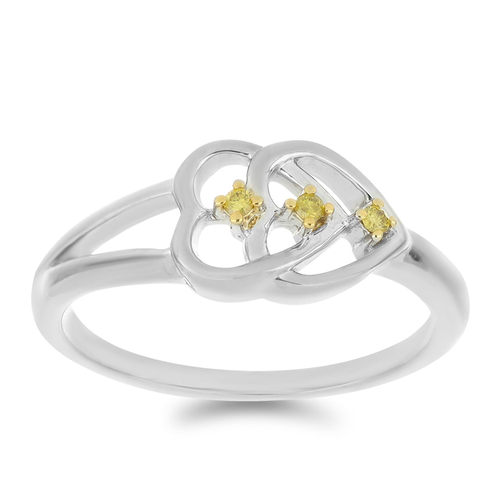 Anillo de Plata con Diamante Amarillo