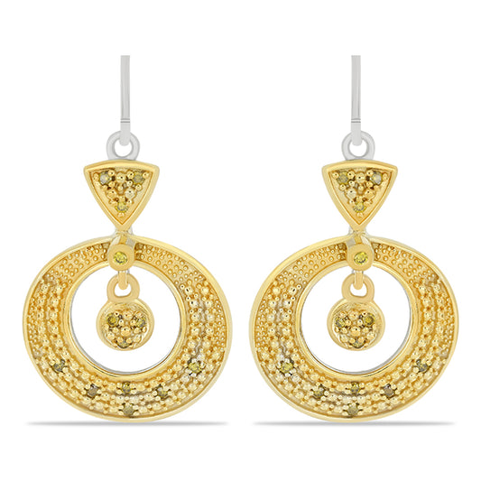 Pendientes de Plata con Diamante Amarillo