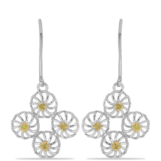 Pendientes de Plata con Diamante Amarillo