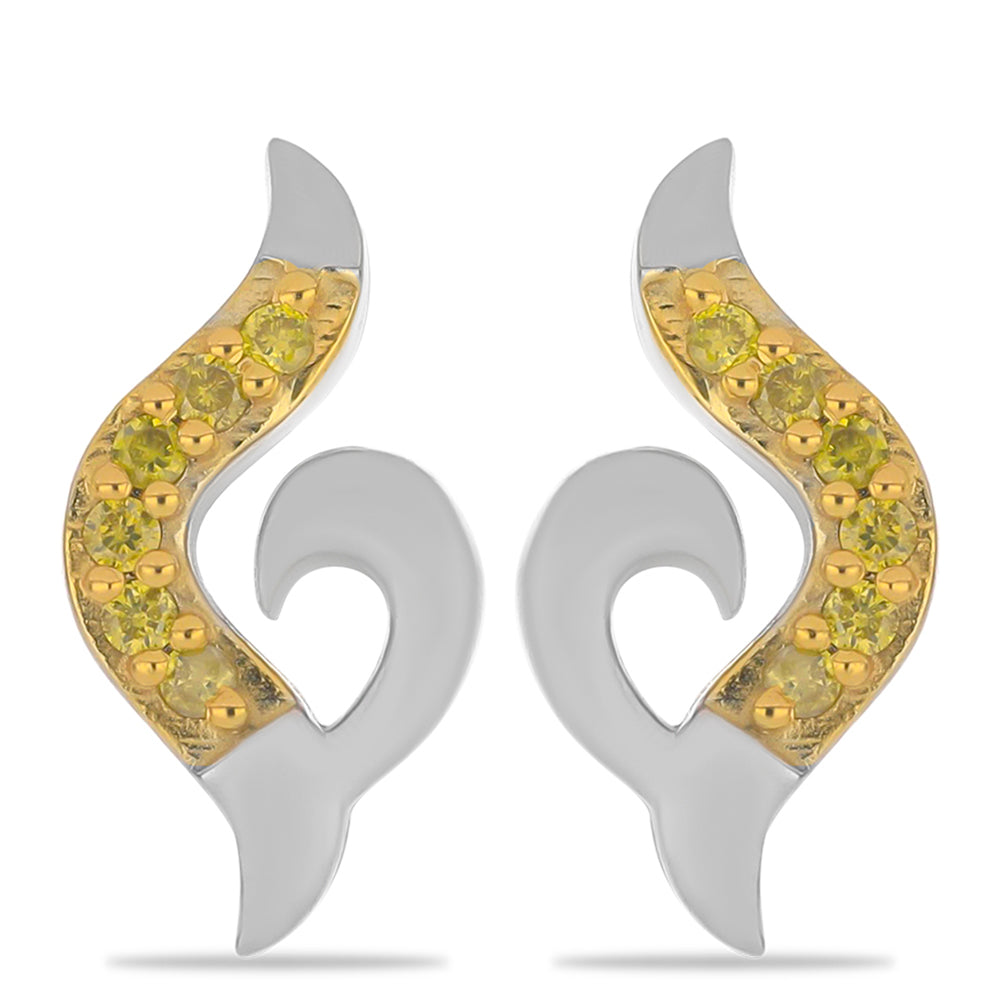 Pendientes de Plata con Diamante Amarillo 1 