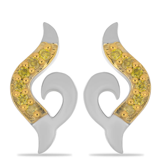 Pendientes de Plata con Diamante Amarillo