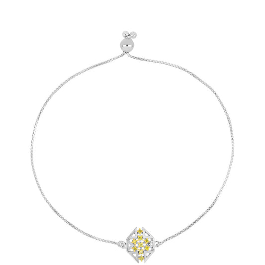 Pulsera de Plata con Diamante Amarillo