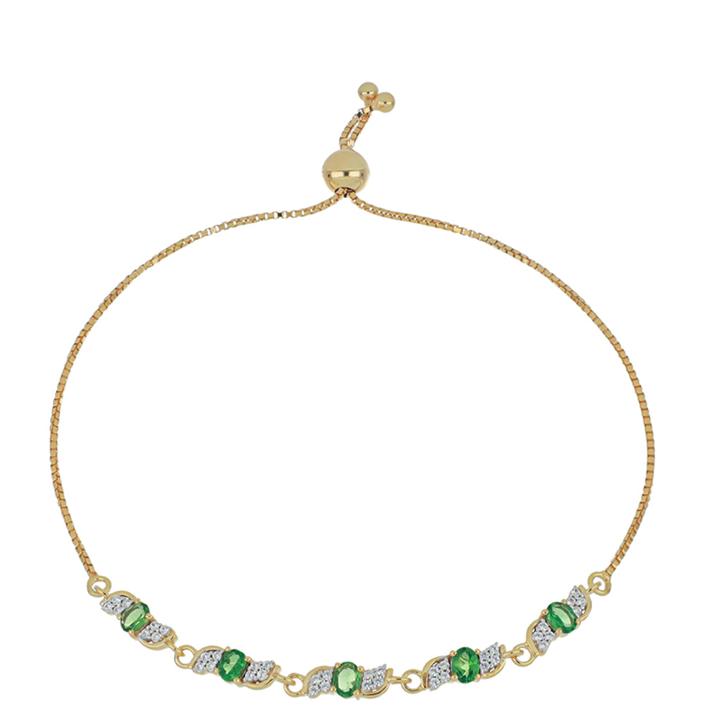 Pulsera de Oro 9K con Granate de Tsavorite y Zircón blanco natural 1 