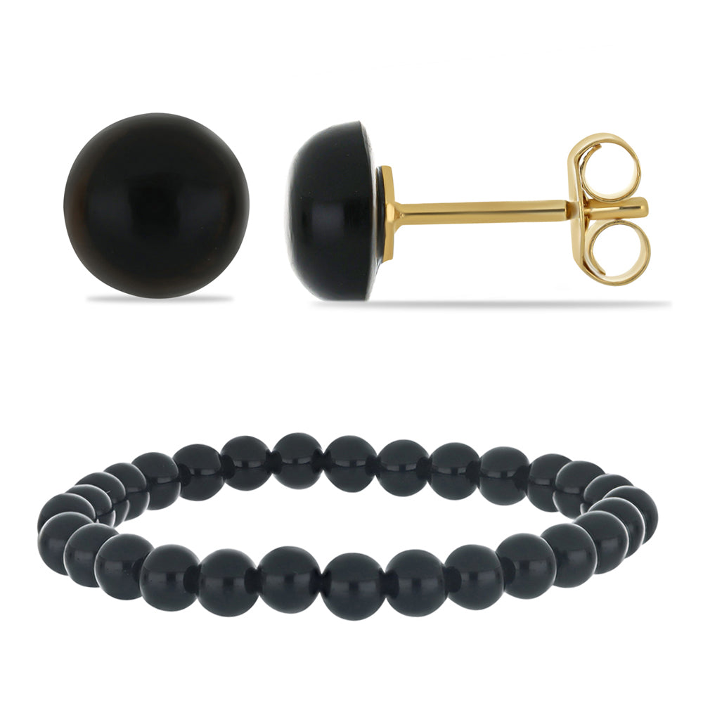 Conjunto Pepita con Obsidiana ( Pendientes +Pulsera )