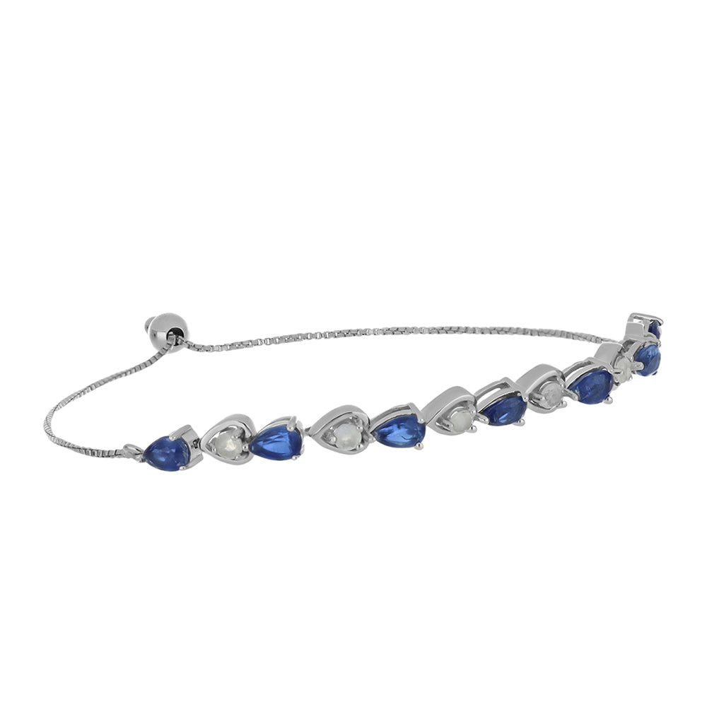 Pulsera de Plata con Kianita de Daha y Piedra Lunar Arco Iris 1 