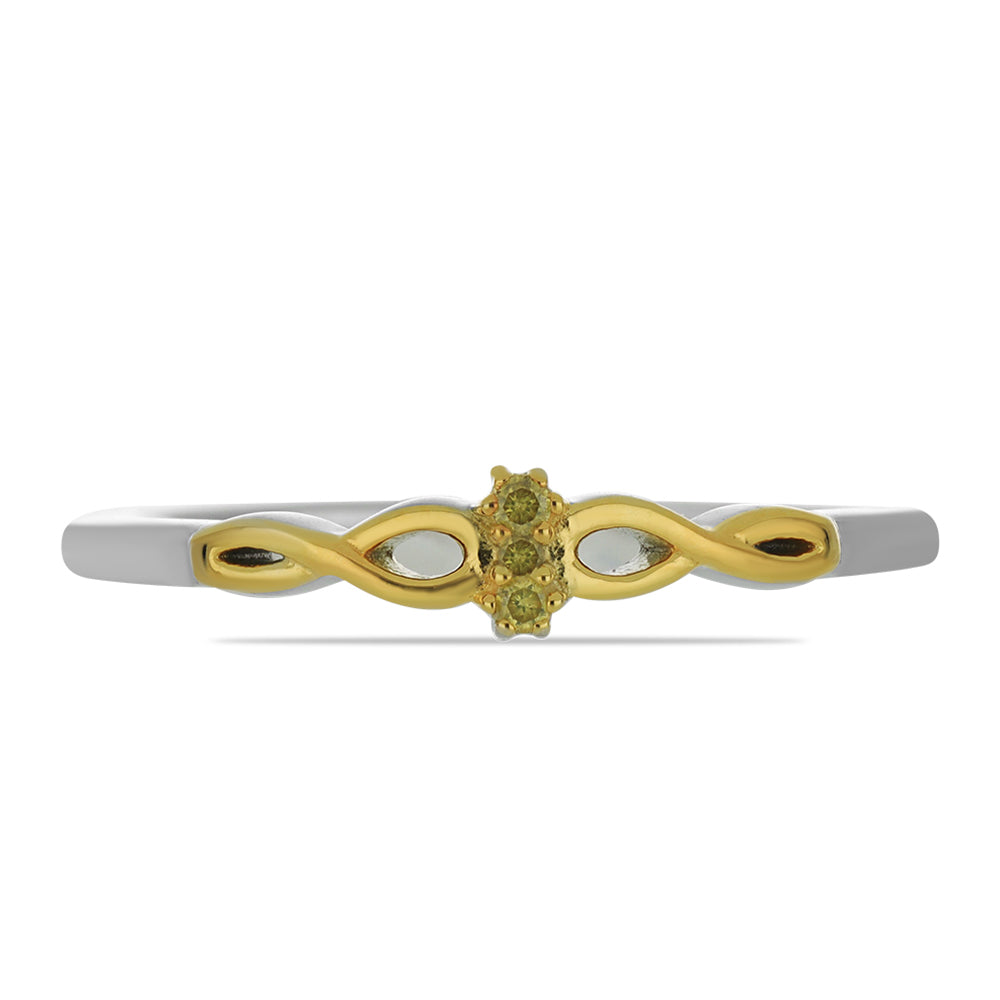 Anillo de Plata Bañada en Oro con Diamante Amarillo 1 